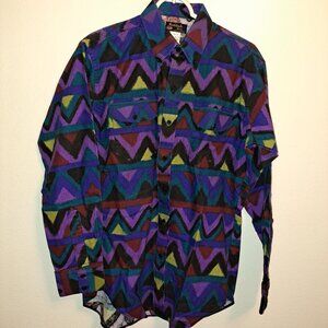 Vintage Ruddock Bros Shirtmakers Western Geometric Pattern Long Sleeve Shirt